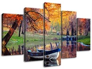 Obraz na plátne Romantické miesto pri jazere - 5 dielny Rozmery: 125 x 70 cm