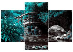 Obraz na plátne Tyrkysová Japonská záhrada - 3 dielny Veľkosť: 90 x 60 cm
