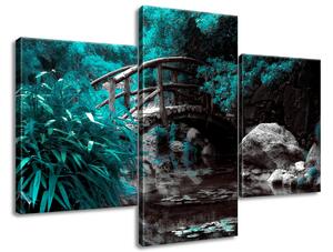Gario 3 dielny obraz na plátne Tyrkysová Japonská záhrada Veľkosť: 90 x 60 cm