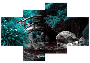 Obraz na plátne Tyrkysová Japonská záhrada - 4 dielny Rozmery: 120 x 70 cm