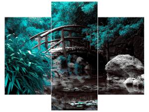 Obraz na plátne Tyrkysová Japonská záhrada - 3 dielny Veľkosť: 90 x 60 cm