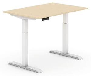 Výškovo nastaviteľný stôl, elektrický, 735-1235 mm, doska 1200x800 mm, dub, biela podnož