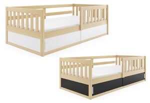 Detská posteľ BENEDIS + matrac, 80x160, borovica/biela/čierna
