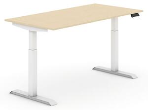 Výškovo nastaviteľný stôl, elektrický, 735-1235 mm, doska 1600x800 mm, dub, biela podnož
