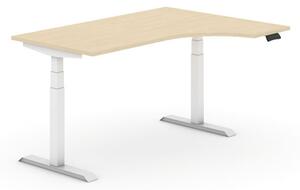 Výškovo nastaviteľný stôl, elektrický, 625-1275 mm, ergonomický pravý, doska 1600x1200 mm, grafit, biela podnož