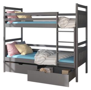 Detská poschodová posteľ PANDA + 2x matrac, 80x180, sivá