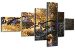 Obraz na plátne Zlatá Japonská záhrada - 6 dielny Veľkosť: 180 x 100 cm
