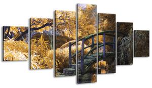 Obraz na plátne Zlatá Japonská záhrada - 7 dielny Veľkosť: 210 x 100 cm