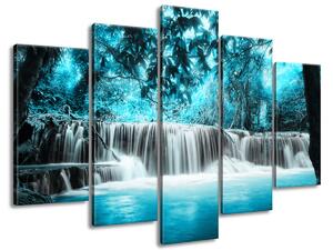 Gario Obraz na plátne Vodopád v modrej džungli Veľkosť: 150 x 100 cm