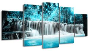 Gario Obraz na plátne Vodopád v modrej džungli Veľkosť: 150 x 70 cm