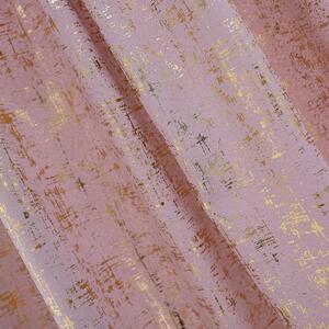 Ružový záves so zlatou potlačou SO OLA na páske 140x270 cm