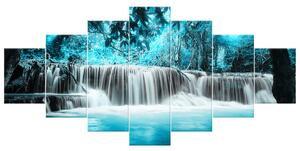 Gario Obraz na plátne Vodopád v modrej džungli Veľkosť: 160 x 70 cm
