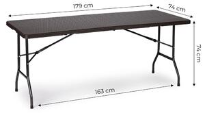 Skladací záhradný banketový cateringový stôl 180 cm - ratan Hnedá