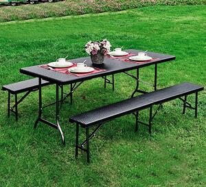 Skladací záhradný banketový cateringový stôl 180 cm - ratan Hnedá