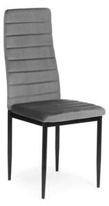 Sada 4 elegantných zamatových stoličiek v sivej farbe Sivá