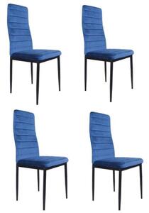 Sada 4 elegantných zamatových stoličiek v modrej farbe Modrá