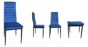 Sada 4 elegantných zamatových stoličiek v modrej farbe Modrá