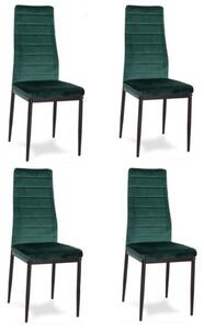 Sada 4 elegantných zamatových stoličiek v zelenej farbe Zelená