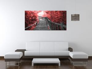 Obraz na plátne Schody v červenom lese Rozmery: 40 x 60 cm