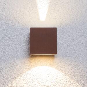 Lucande LED vonkajšie nástenné svietidlo Jarno, hrdza, kov, 9cm, Hnedá / hrdzavá, Hliník, Moderný, Nástenné svietidlo