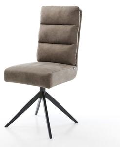 DELIFE Jedálenská stolička Pela-Flex mikrovlákno taupe vintage krížová podstava široká čierna 360° otočná hojdacia funkcia vrecková pružina
