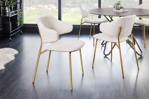 Dizajnová jedálenská stolička Takuya biela / zlatá