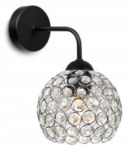 Moderná elegantná kovová nástenná lampa s kryštálmi