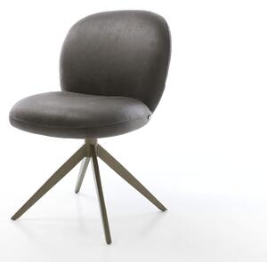 DELIFE Jedálenská stolička Nube-Flex mikrovlákno antracit vintage krížová podstava široká titanová farba 360° otočná hojdacia funkcia vrecková pružina