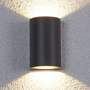 Lucande LED vonkajšie nástenné svietidlo Jale, 16 cm, antracit, hliník, Čierna, Hliník, Moderný, Nástenné svietidlo
