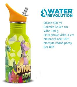 Water Revolution Detská nerezová fľaša na pitie Dinoland green Potravinářská nerezová ocel 18/8, 500 ml