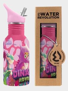 Water Revolution Detská nerezová fľaša na pitie Dinaland pink Potravinářská nerezová ocel 18/8, 500 ml