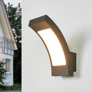 Lucande LED vonkajšie nástenné svietidlo Juvia, 19 cm, antracit, IP54