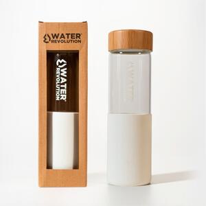 Water Revolution Sklenená fľaša na pitie v silikónovom obale biela Borosilikátové sklo, Silikon, 660 ml