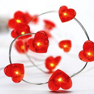 ACA Lighting LED dekoračná reťaz Srdiečka 2m, 20LED, 2xAA bez funkcií [X01204115]