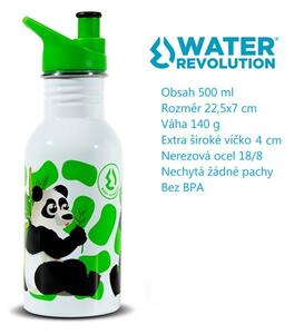 Water Revolution Detská nerezová fľaša na pitie Panda Potravinářská nerezová ocel 18/8, 500 ml