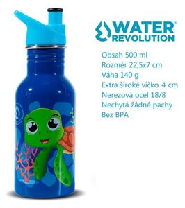 Water Revolution Detská nerezová fľaša na pitie Korytnačky Potravinářská nerezová ocel 18/8, 500 ml
