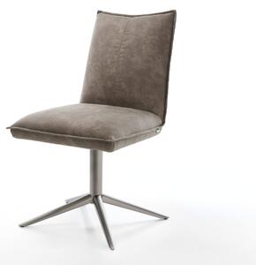 DELIFE Otočná jedálenská stolička Lelio-Flex mikrovlákno taupe vintage podstava grafit 360° otočná hojdacia funkcia vrecková pružina