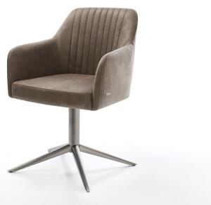DELIFE Otočná jedálenská stolička Greg-Flex mikrovlákno taupe vintage podstava grafit 360° otočná hojdacia funkcia vrecková pružina
