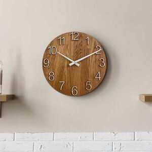 Nástenné hodiny z masívneho dubu minimalistický dizajn | UNITARIY: HDF - Biela 30 cm 4538-100851 MAS016-OSMO-3072-heads-silver