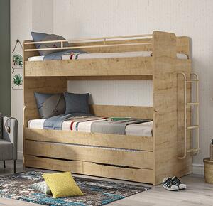 Cilek Poschodová posteľ Mocha Studio pre 3 deti 90x200 cm s úložným priestorom (rebrík)