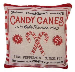 Béžovo-červená obliečka na vankúš s lízankami Candy Christmas Rustic - 44*44 cm - Clayre & Eef