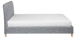 Posteľ čalúnená sivá látková drevené nohy EU veľkosť double size 140x200 cm rošt s čelnou doskou minimalistický škandinávsky štýl