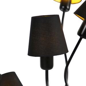 Dizajnová stojaca lampa čierna 5-svetlá s upínacím tienidlom - Wimme
