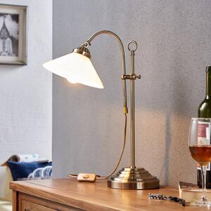 Stolná lampa Lindby Otis, starožitná mosadz, sklo, 60 cm, E14, Chodba, kov, Starožitný, Stojacie svietidlo