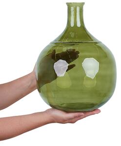 Váza na kvety zelená sklenená 34 cm ručná výroba guľatý tvar dekoratívny doplnok moderný dizajn