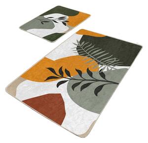 Zelené zamatové kúpeľňové predložky v súprave 2 ks 60x100 cm Illustrated Autumn – Mila Home