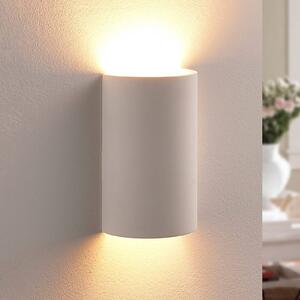 Nástenné svietidlo Lindby Colja, okrúhle, výška 16 cm, omietka, biele