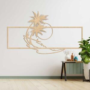 Drevená nástenná dekorácia palmy a pláž | TROPICOR: HDF - Javor 80 x 46 cm 4602-107133 HDF0323