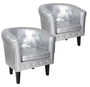 MIADOMODO Sada kresiel Chesterfield, 58x71x70 cm, strieborná