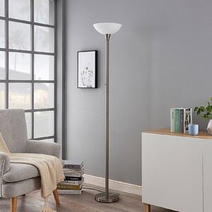 Stojacia lampa Lindby Ignacia, farba niklu, sklo, 180 cm, E27